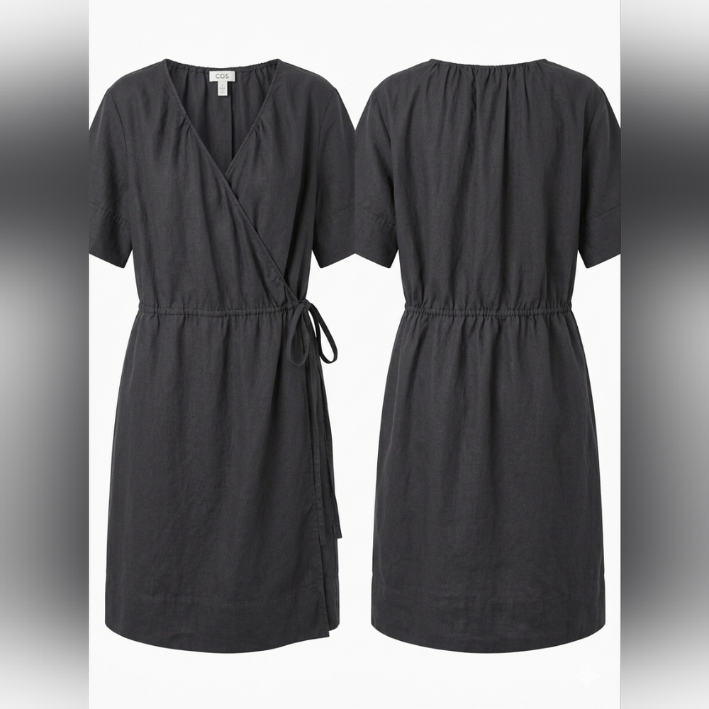 COS Black Short Sleeve Wrap Tie Dress